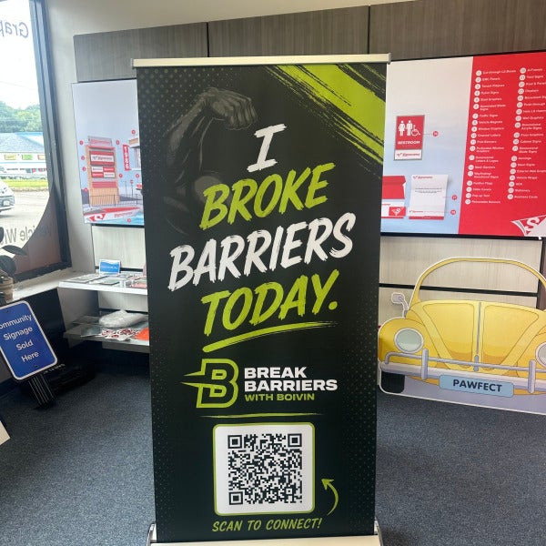 Portable A-Frame Sign and Premium Retractable Banner for Break Barriers