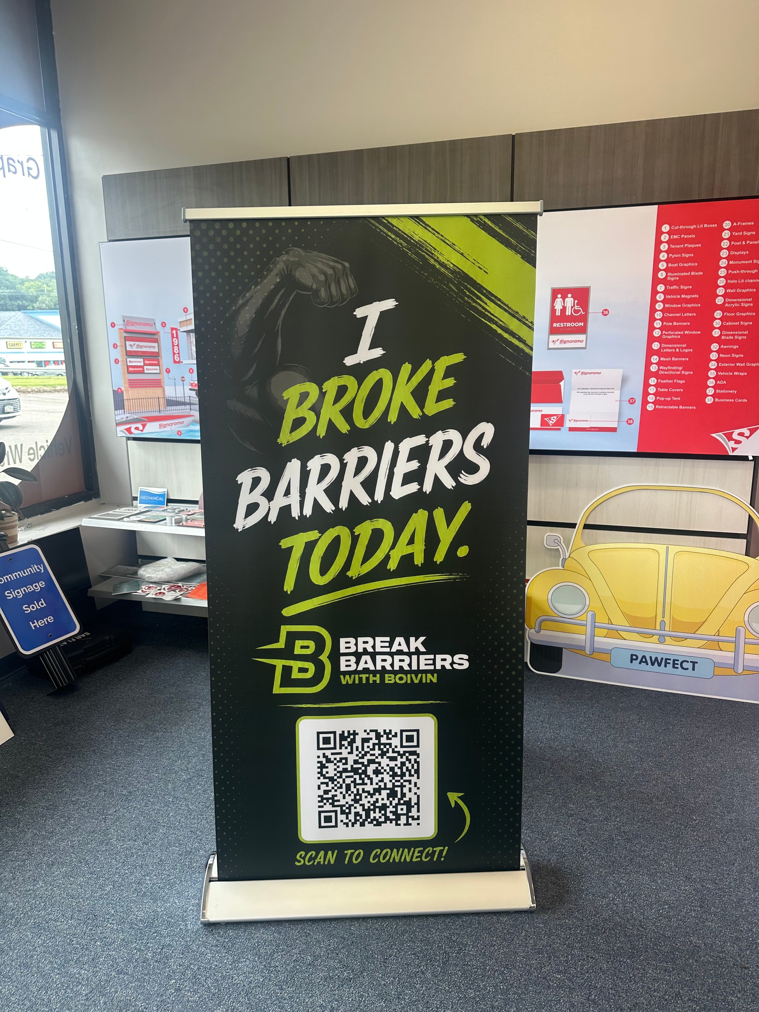 Portable A-Frame Sign and Premium Retractable Banner for Break Barriers