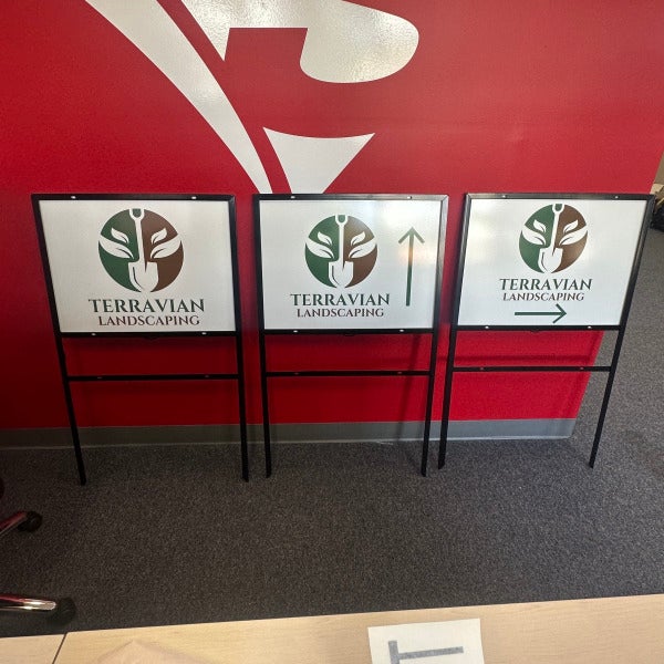 Framed Directional Signs for Terravian Landscaping