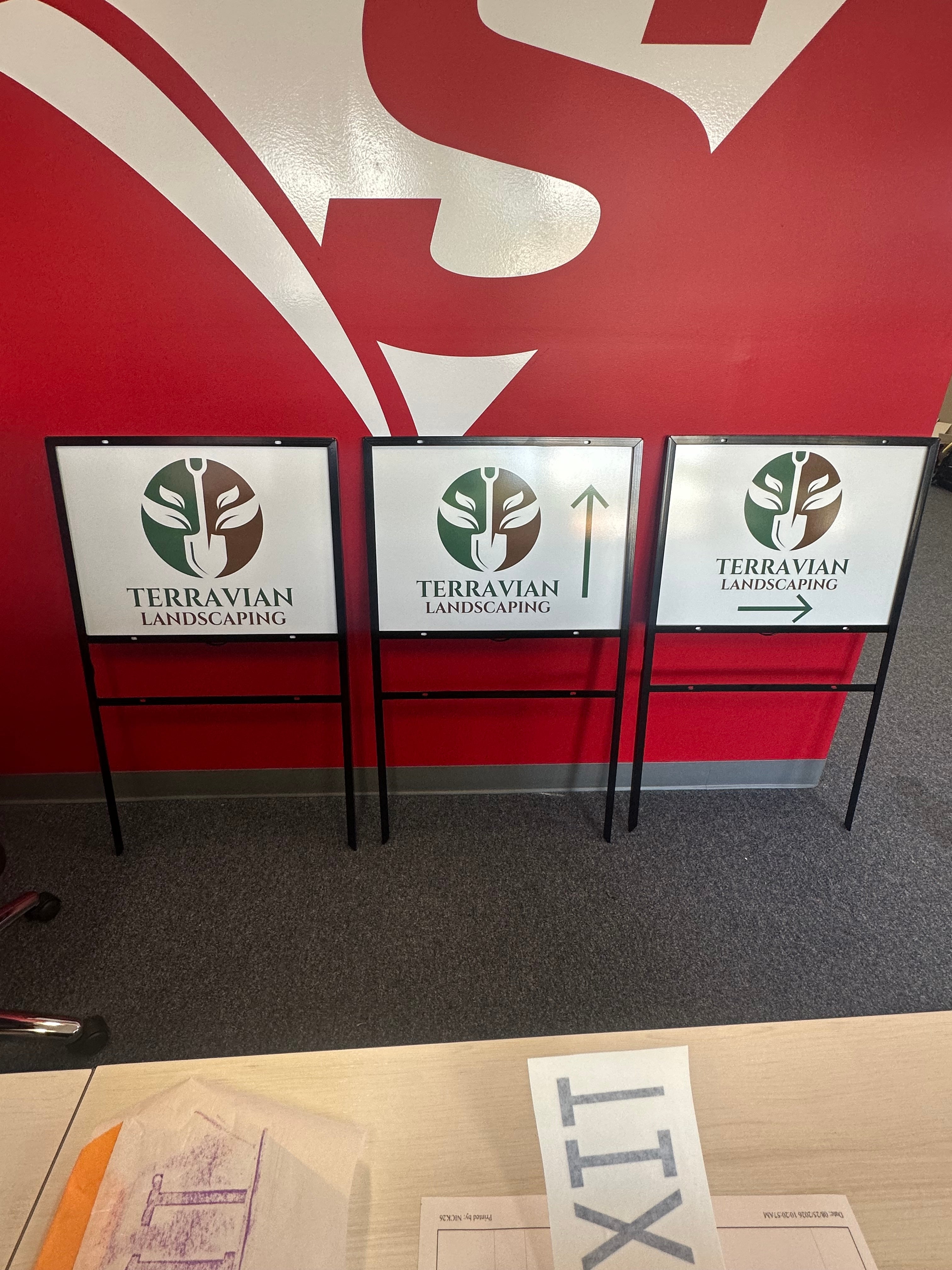 Framed Directional Signs for Terravian Landscaping