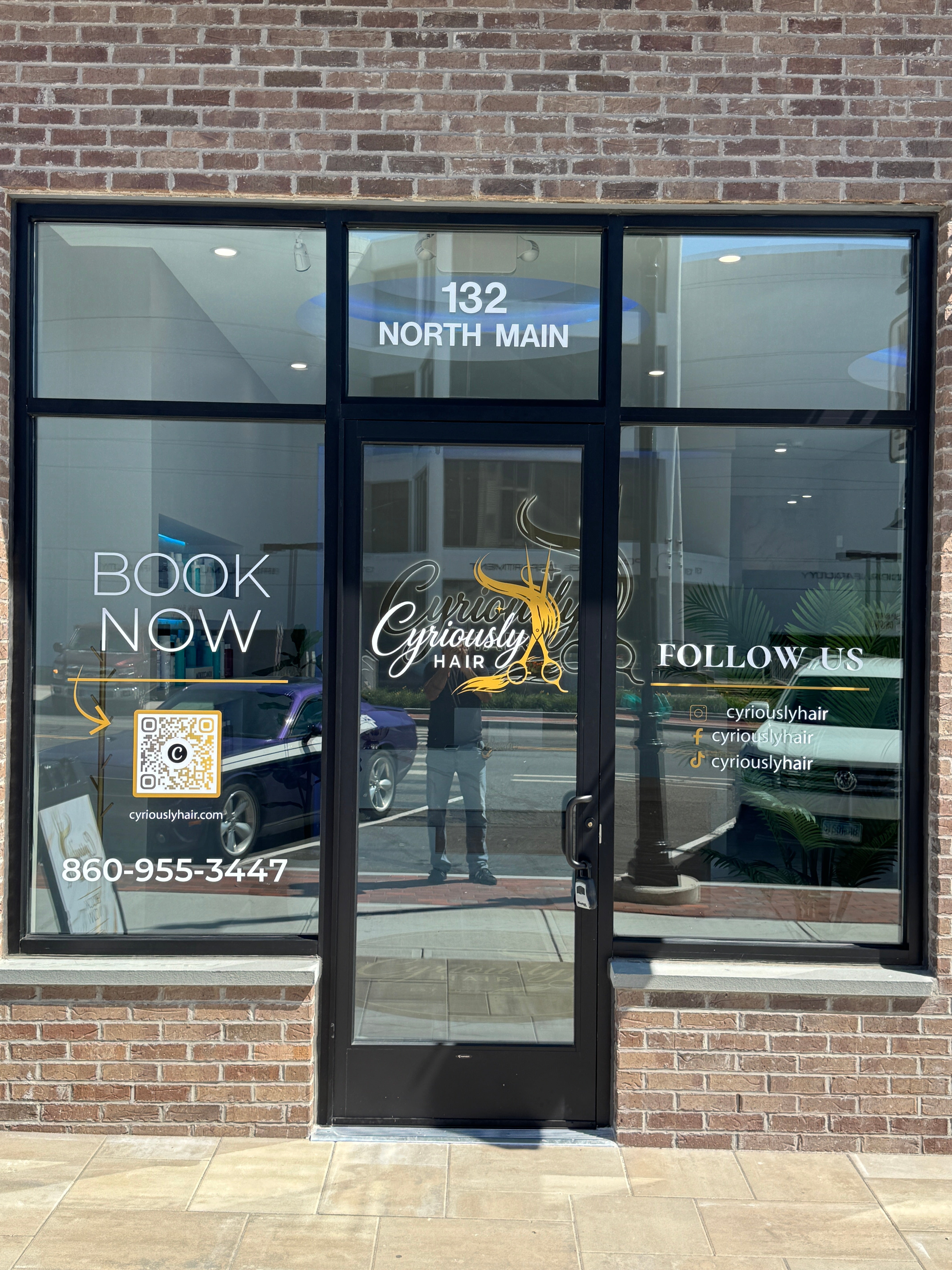 Storefront Window Graphics for Cyriously Hair in Bristol, CT