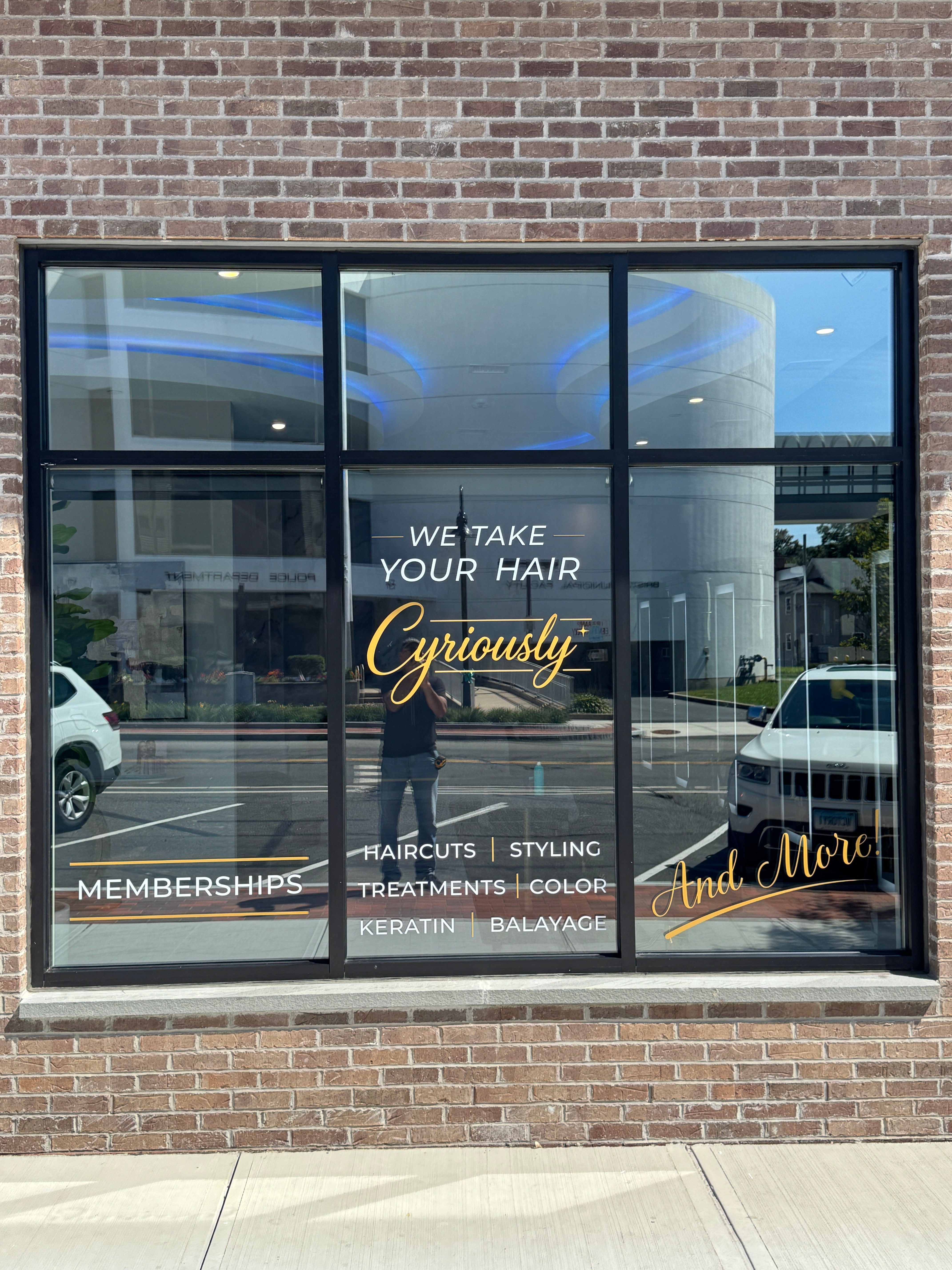Storefront Window Graphics for Cyriously Hair in Bristol, CT