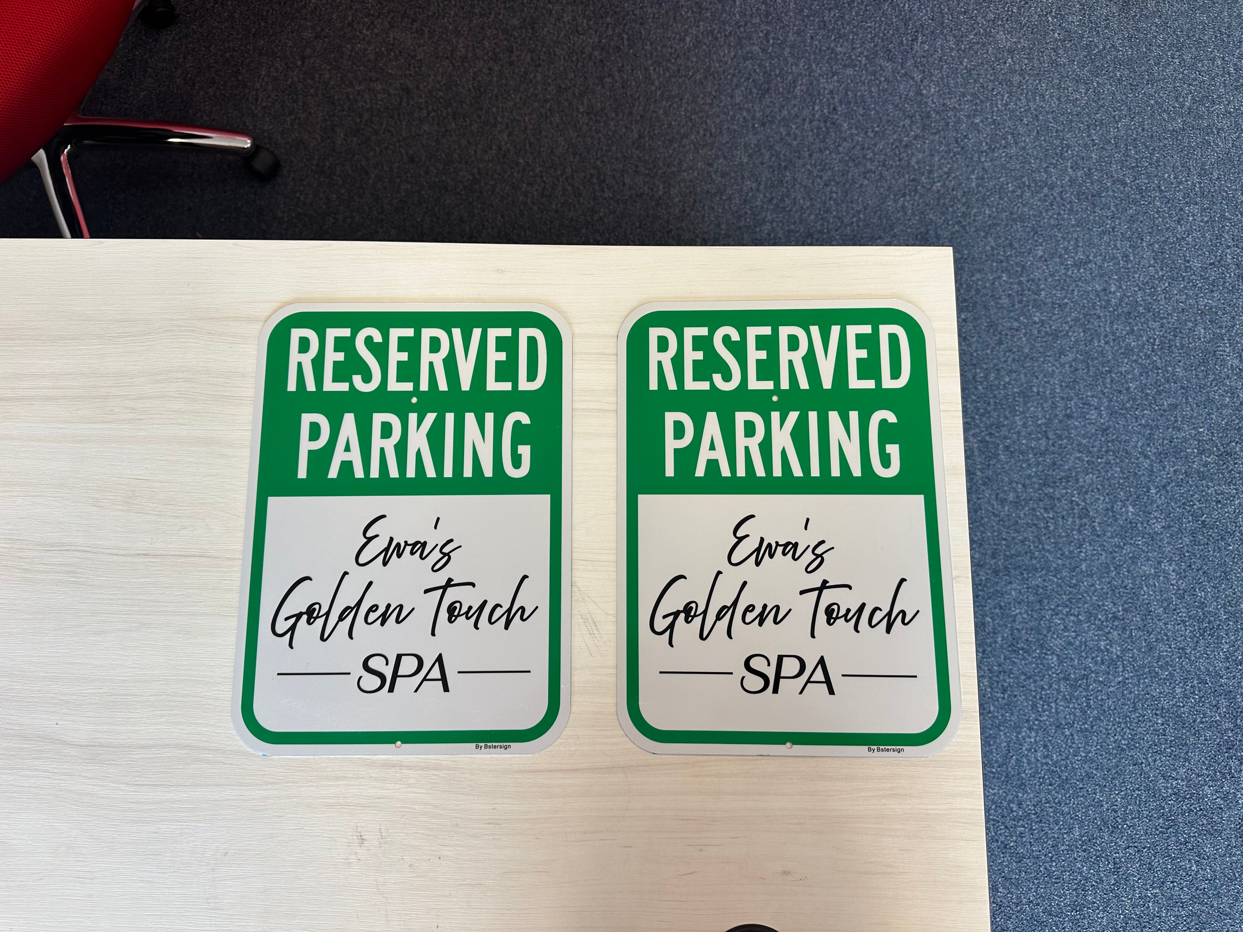 Reserved Parking Signs for Ewa’s Golden Touch Spa