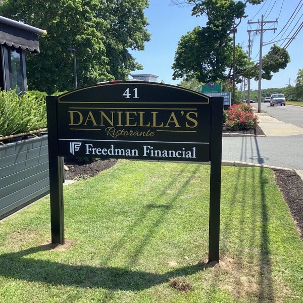 Multi-Tenant Monument Sign Delivers Visibility for Daniella's Ristorante and Freedman Financial