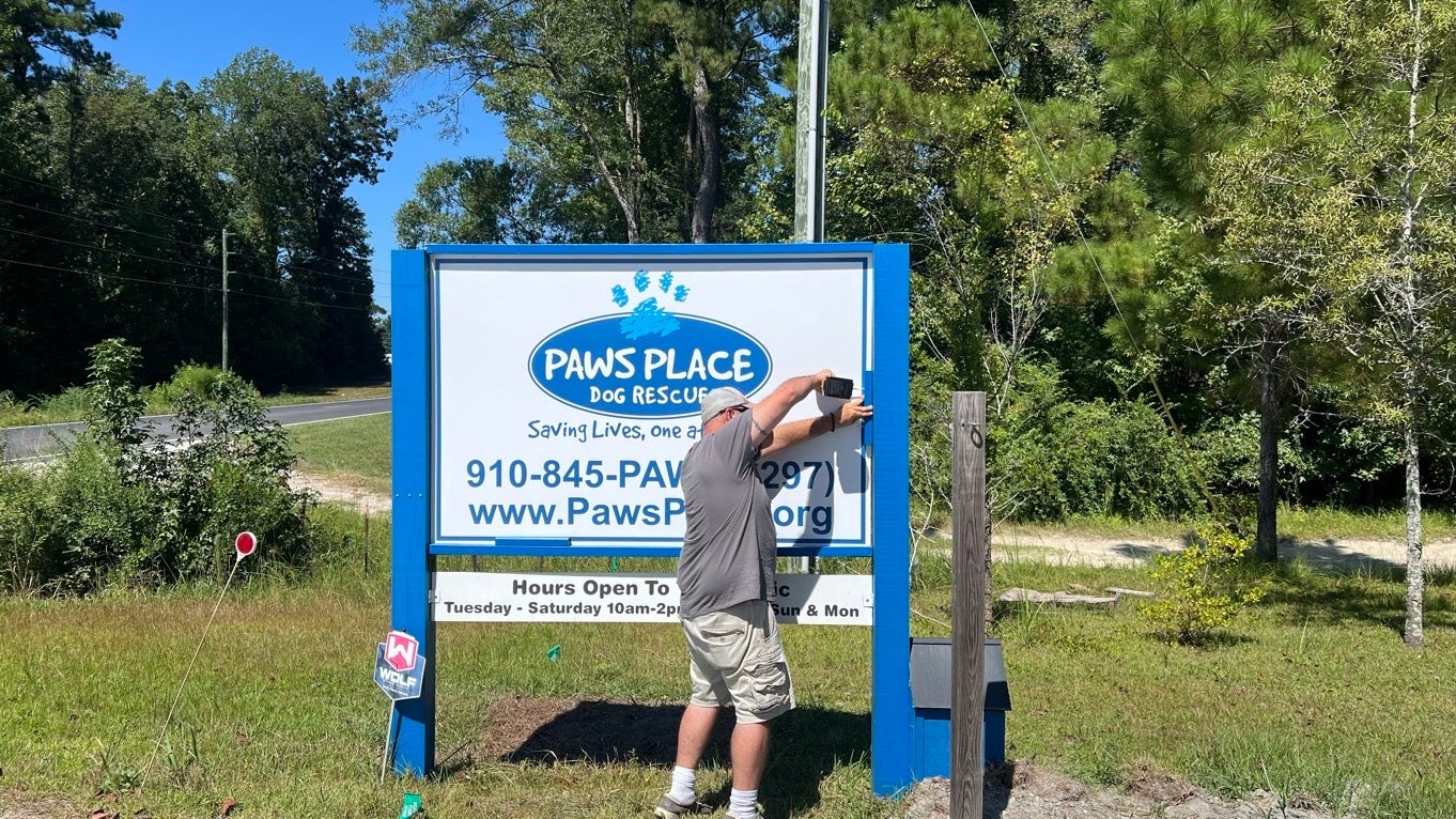 ACM Post & Panel Sign for Paws Place Dog Rescue!
