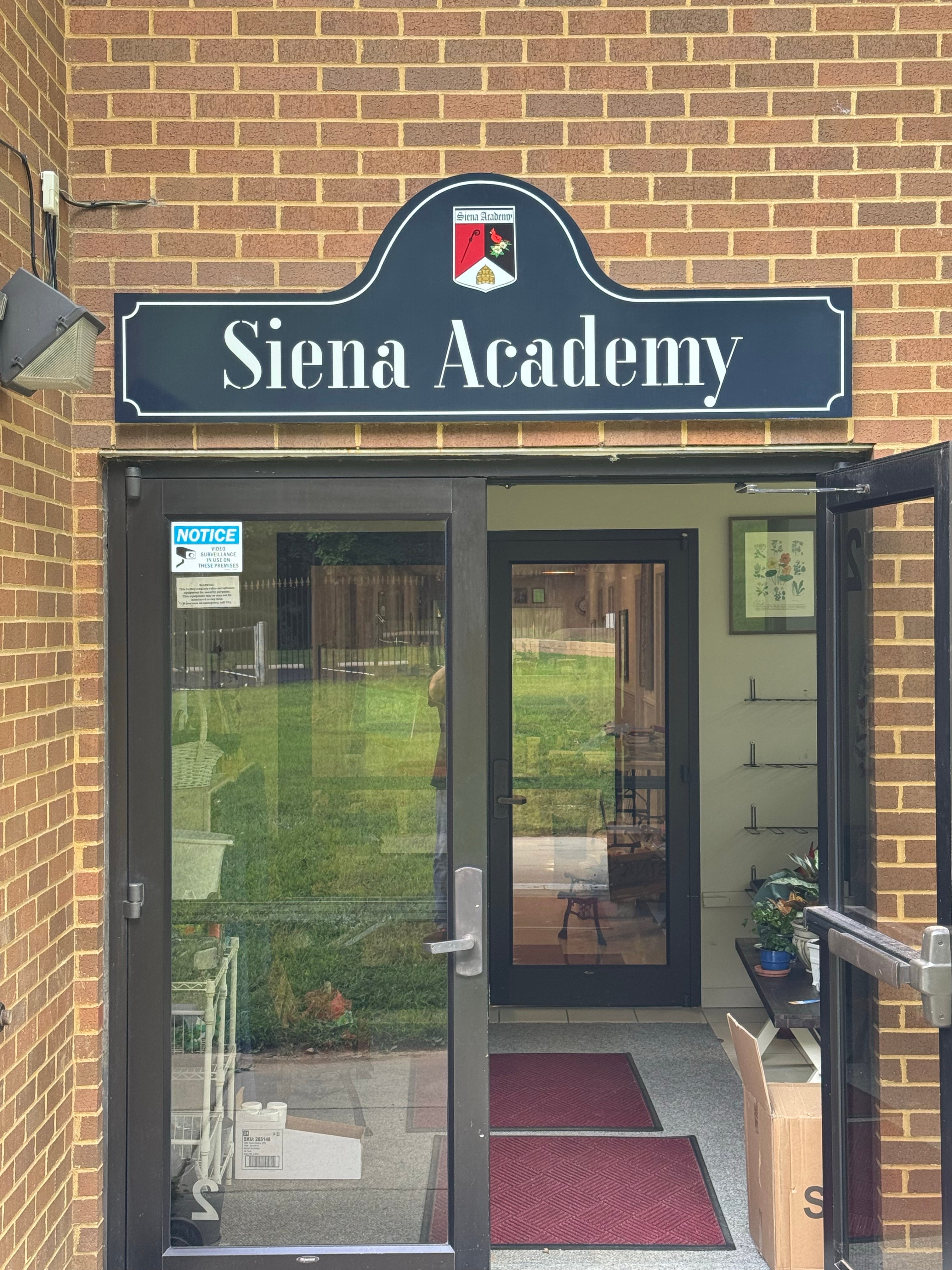 Custom Shape Entrance Sign for Siena Academy in Great Falls, VA | ACM Signage