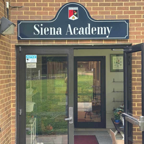Custom Shape Entrance Sign for Siena Academy in Great Falls, VA | ACM Signage