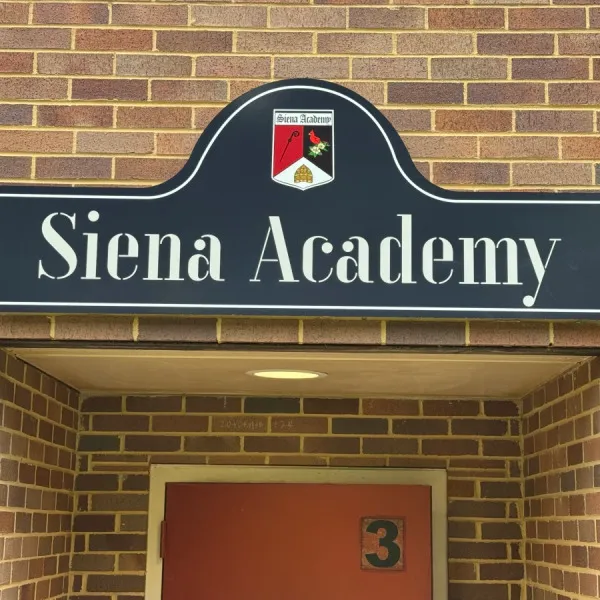 Custom Shape Entrance Sign for Siena Academy in Great Falls, VA | ACM Signage