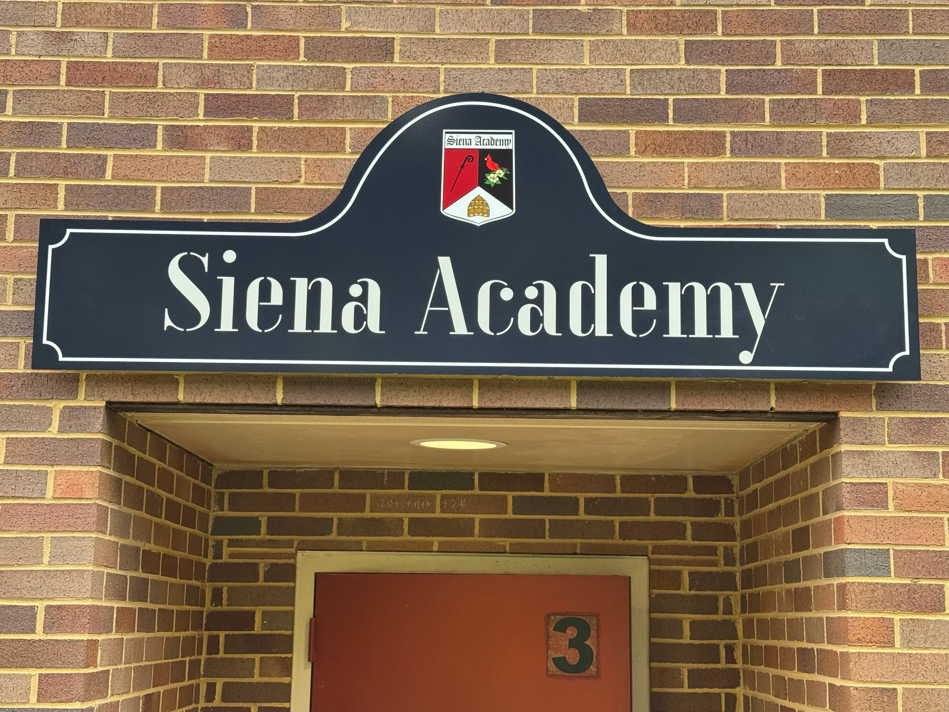 Custom Shape Entrance Sign for Siena Academy in Great Falls, VA | ACM Signage