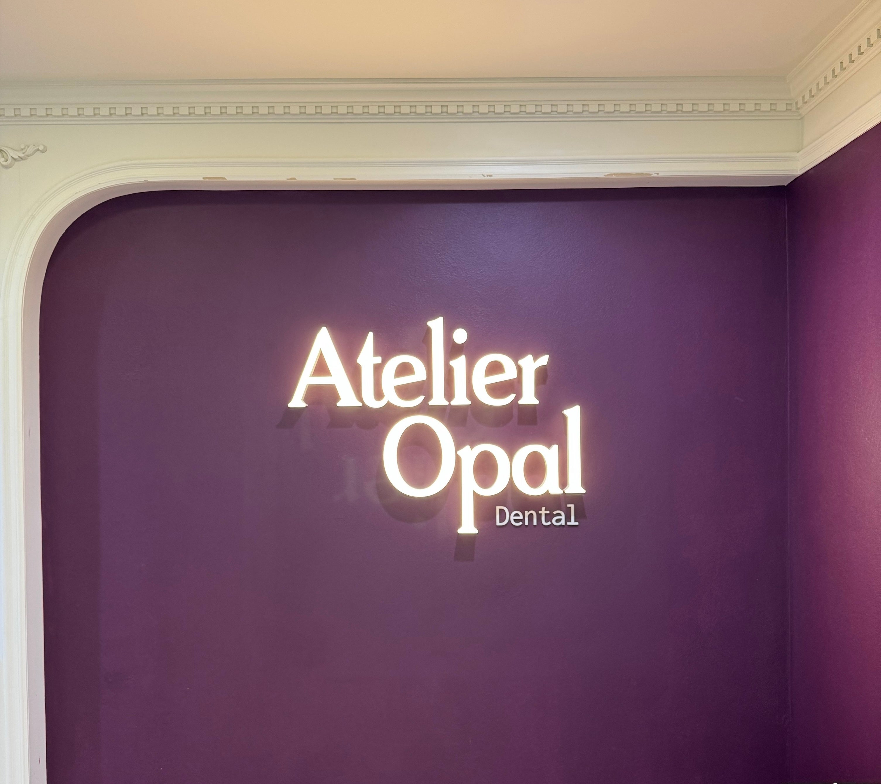 Custom Facelit 3D Letters for Atelier Opal Dental in Arlington, VA | Indoor Dimensional Signage