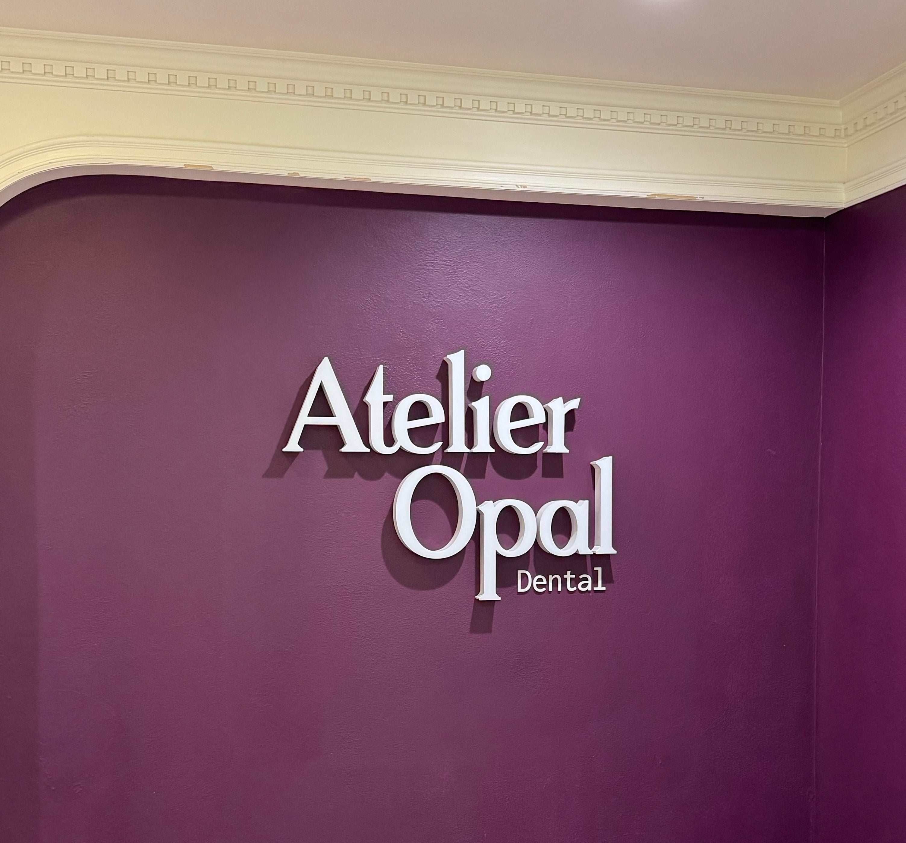 Custom Facelit 3D Letters for Atelier Opal Dental in Arlington, VA | Indoor Dimensional Signage