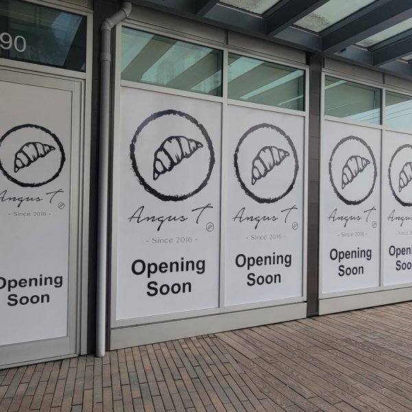 Opening Soon Window Graphics - Angus T Bakery - Vancouver