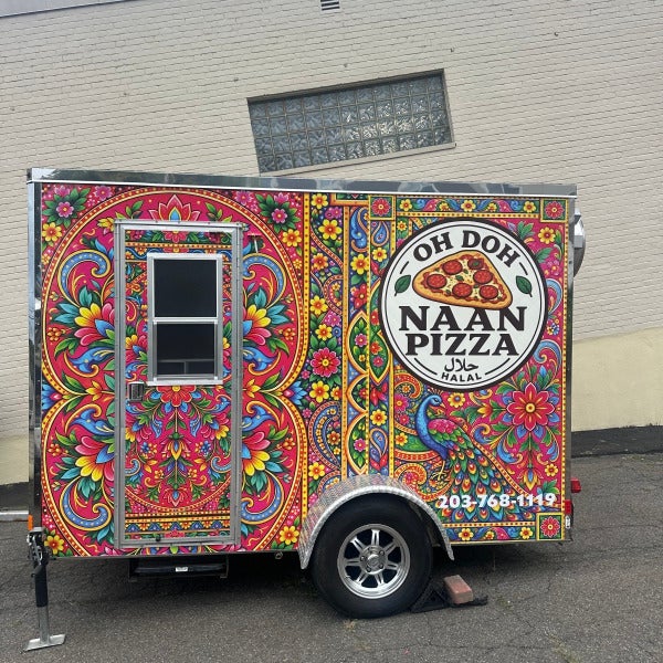 Peacocks, Pizza, and Plenty of Color: The Oh Doh Naan Pizza Trailer Wrap