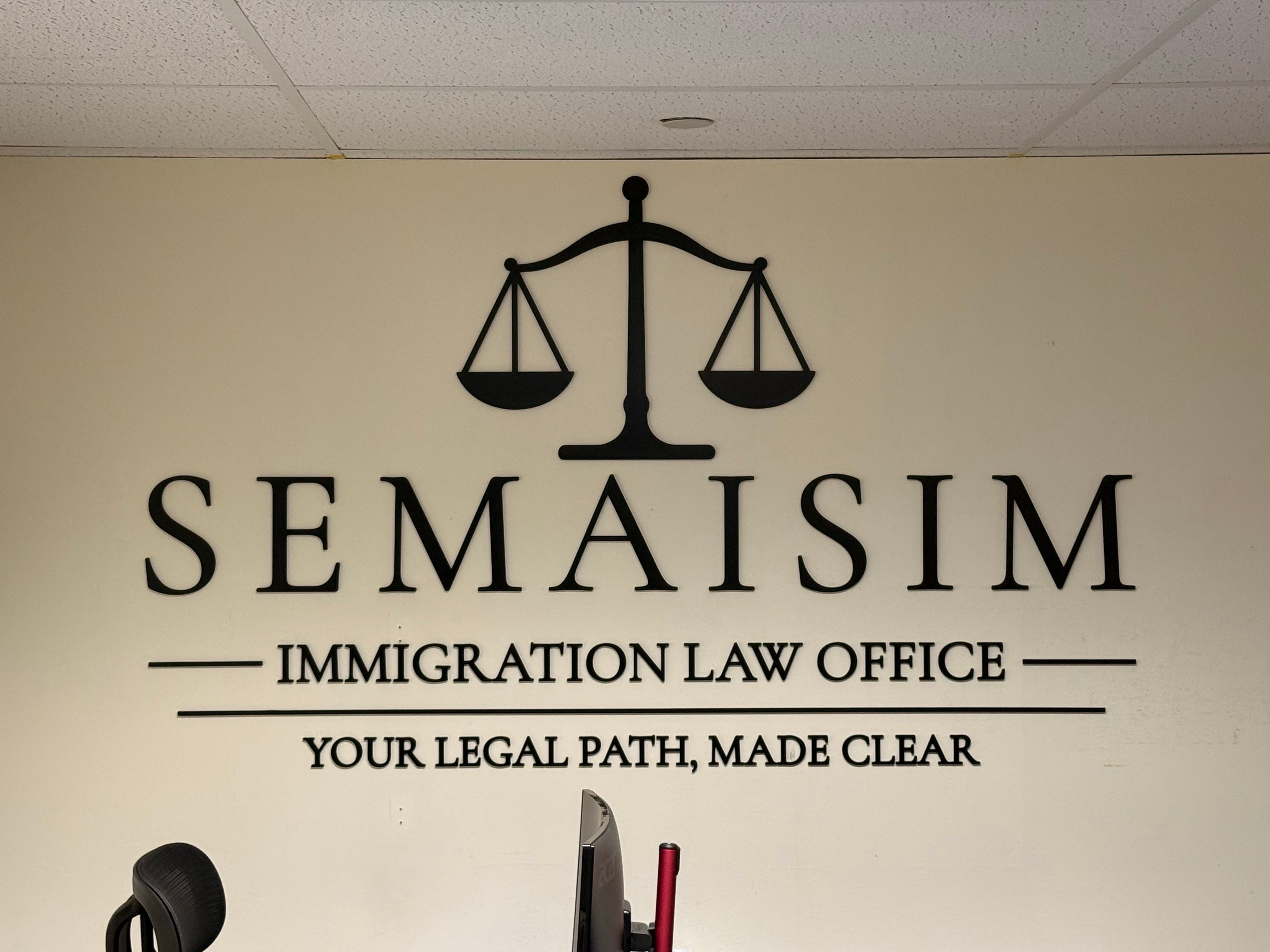 Custom Acrylic Dimensional Office Sign for Semaisim Immigration Law Office in Falls Church, VA