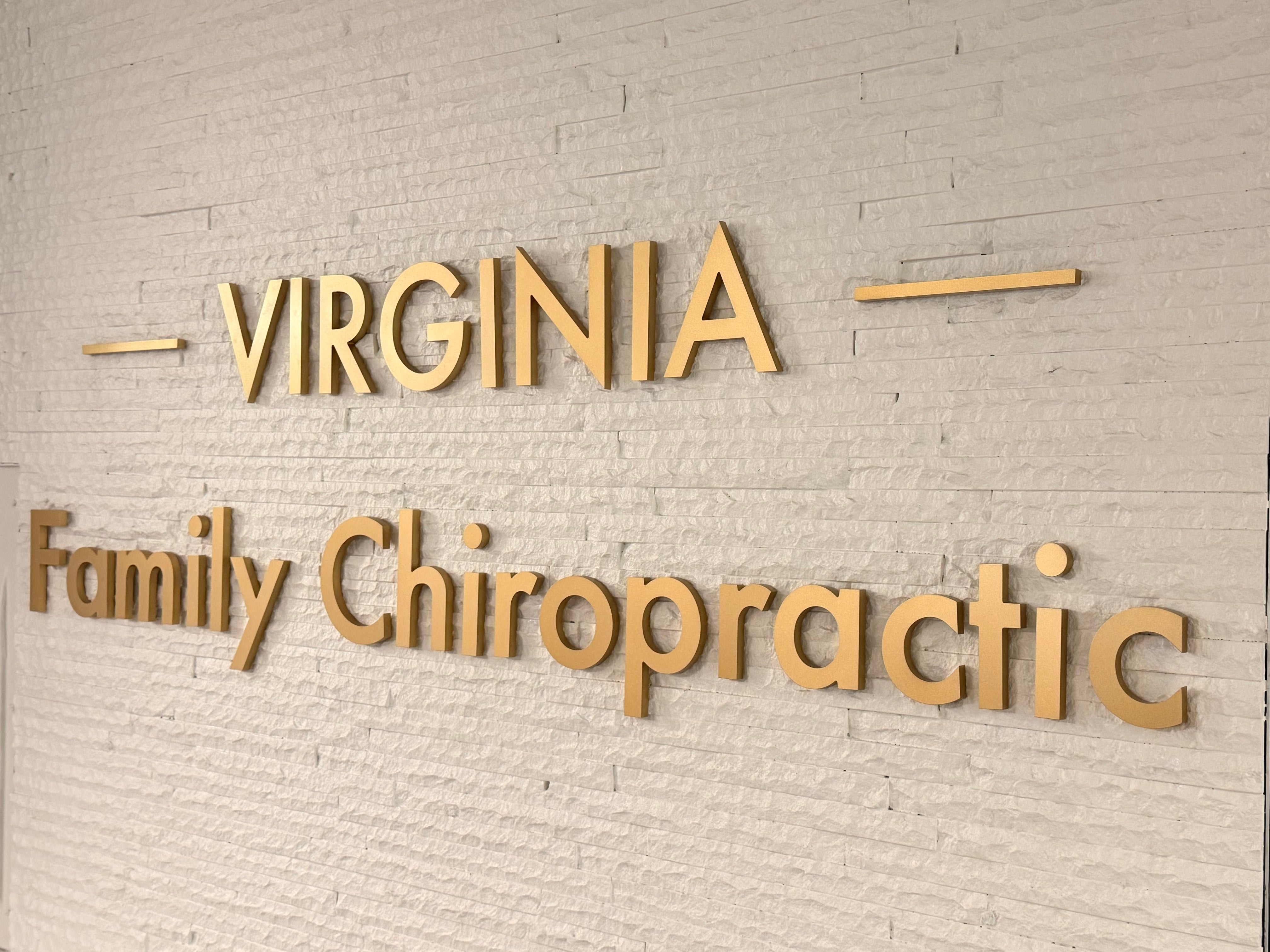Custom Gold Dimensional Lobby Sign for Virginia Family Chiropractic in Alexandria, VA