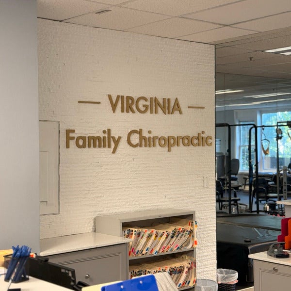 Custom Gold Dimensional Lobby Sign – Virginia Family Chiropractic – Alexandria VA