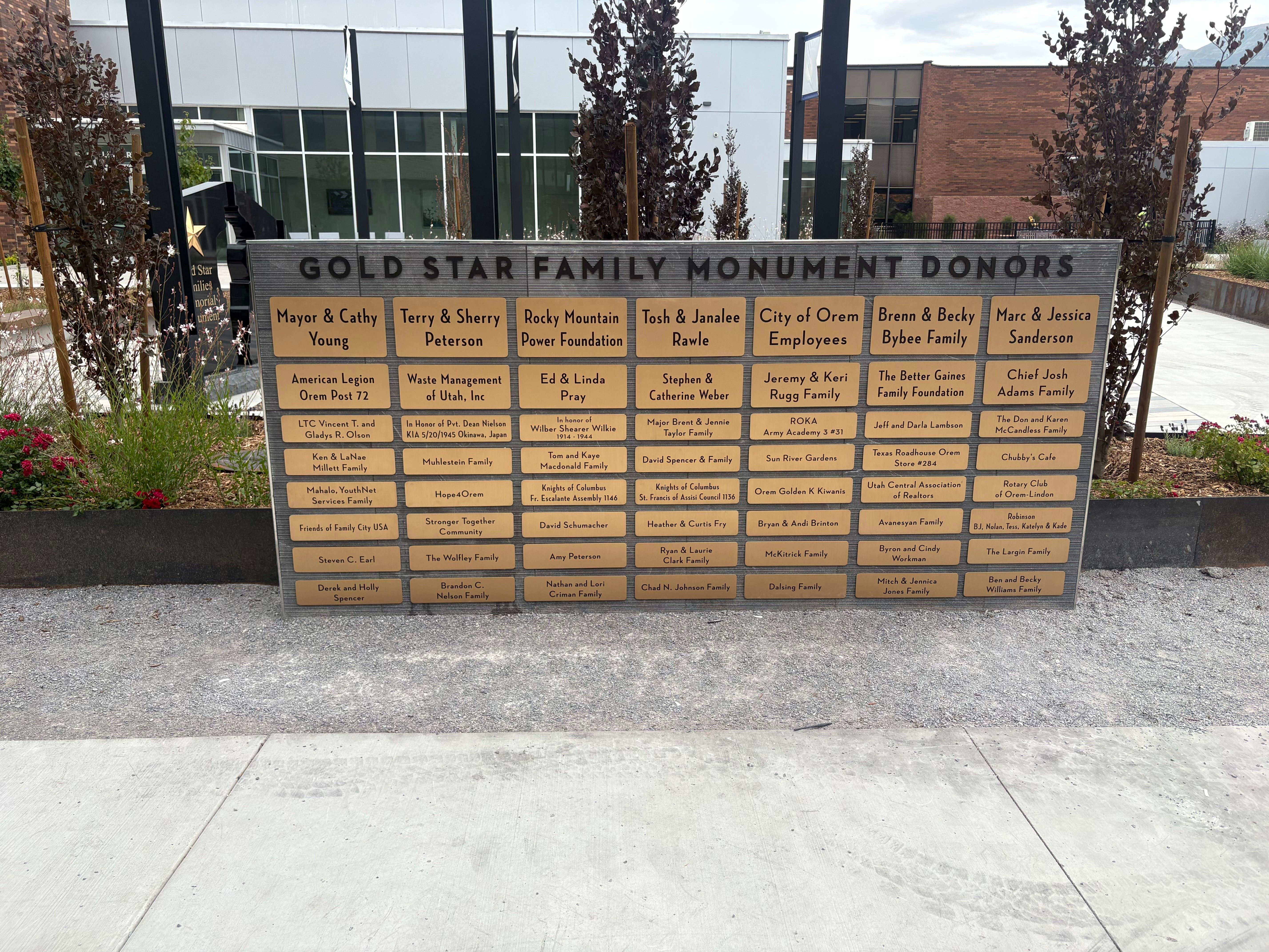 Gold Star Family Monument Donors