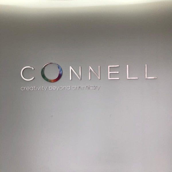 Stainless Steel Letters (CONNELL) & Stainless Steel vinyl material ( Creativity Beyond Chemistry )