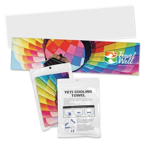 Custom Yeti Premium Cooling Towel - Full Colour - Pouch