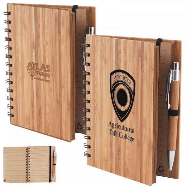 Custom Bamboo Cover Notebook with Pen