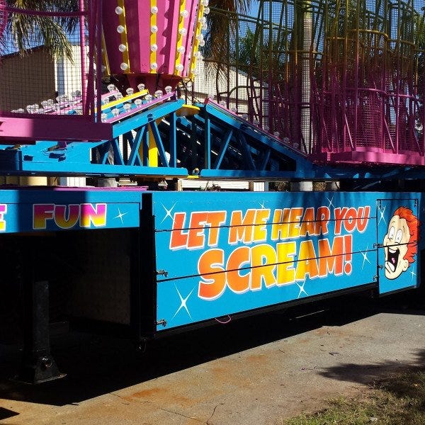Jubilee Entertainment acp UV laminated digital graphic installed to fairground ride