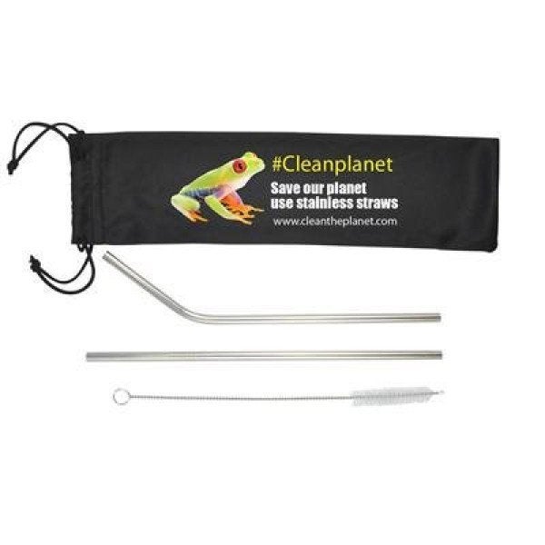 Custom Stainless Steel Straws in Pouch