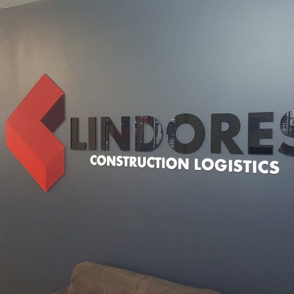 Lindores laser cut acrylic letters and logo direct installed to wall