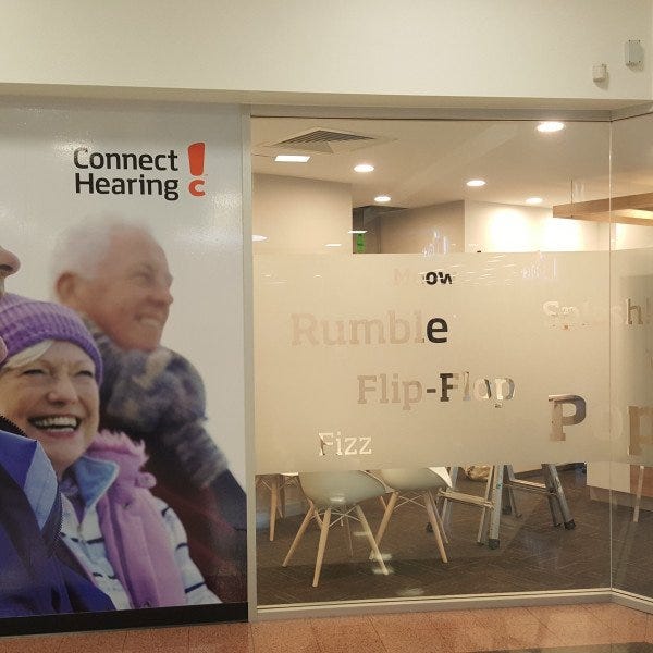 Connect Hearing Window etch frosting