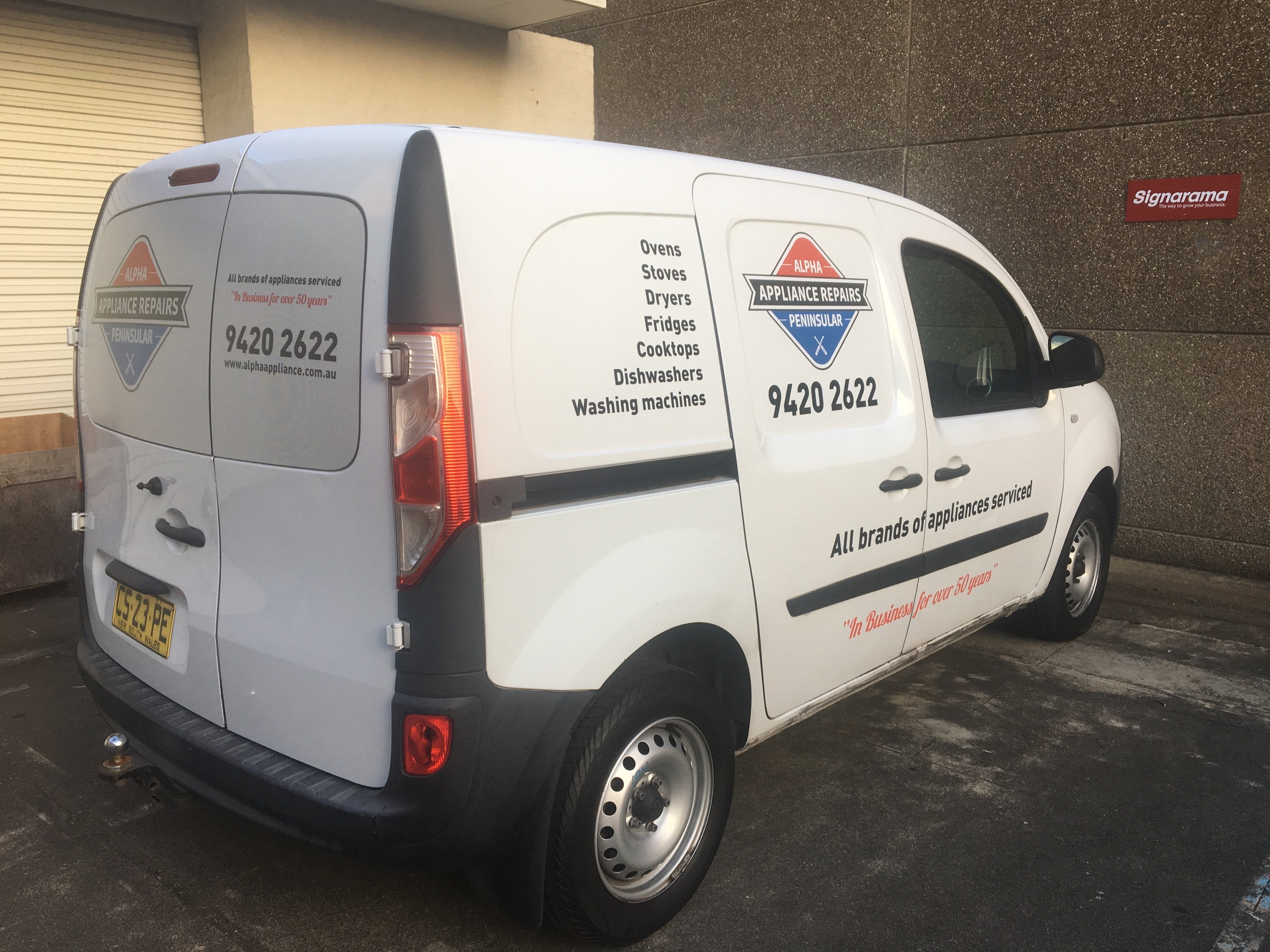 Alpha Appliance Repairs Van Signage