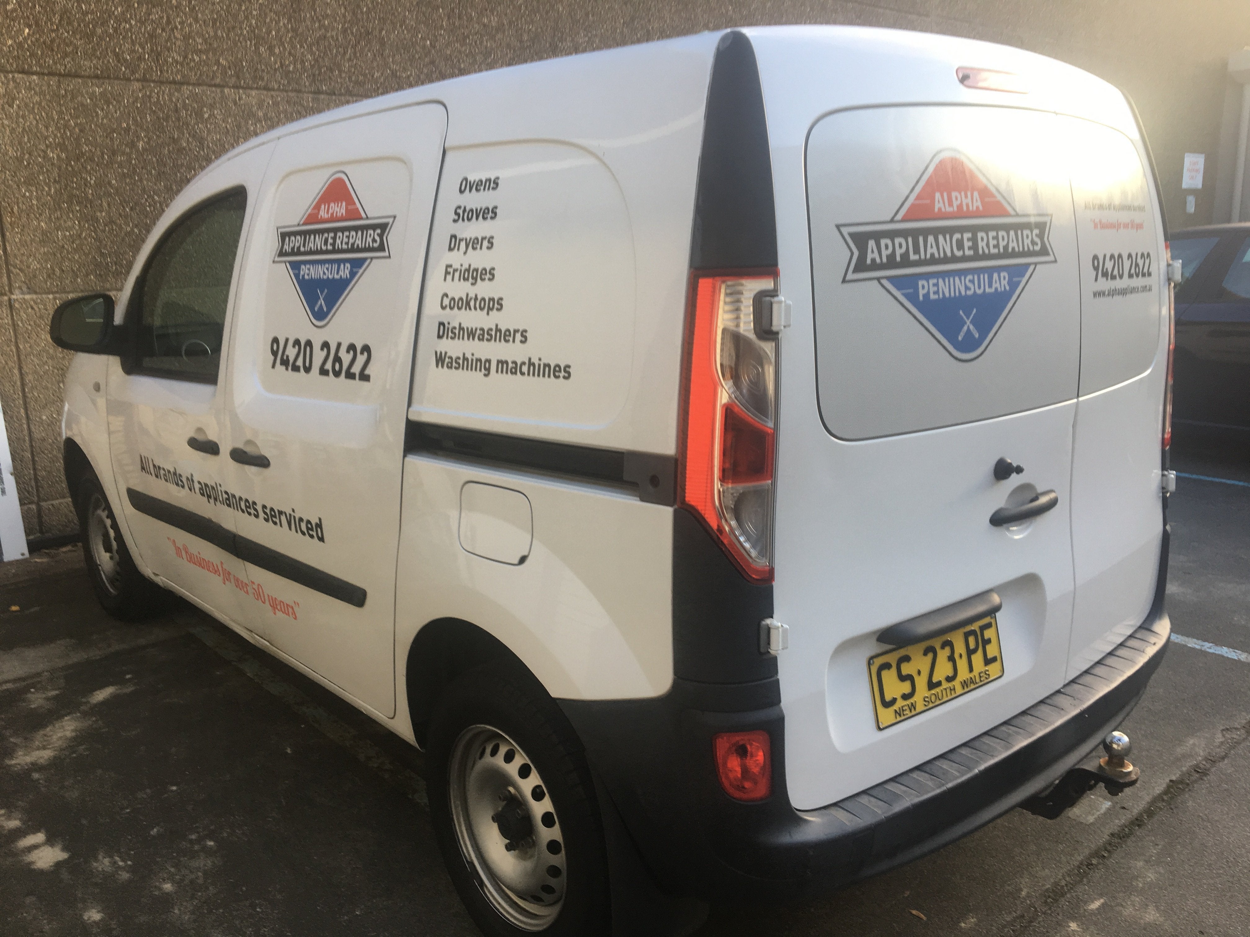 Alpha Appliance Repairs Van Signage