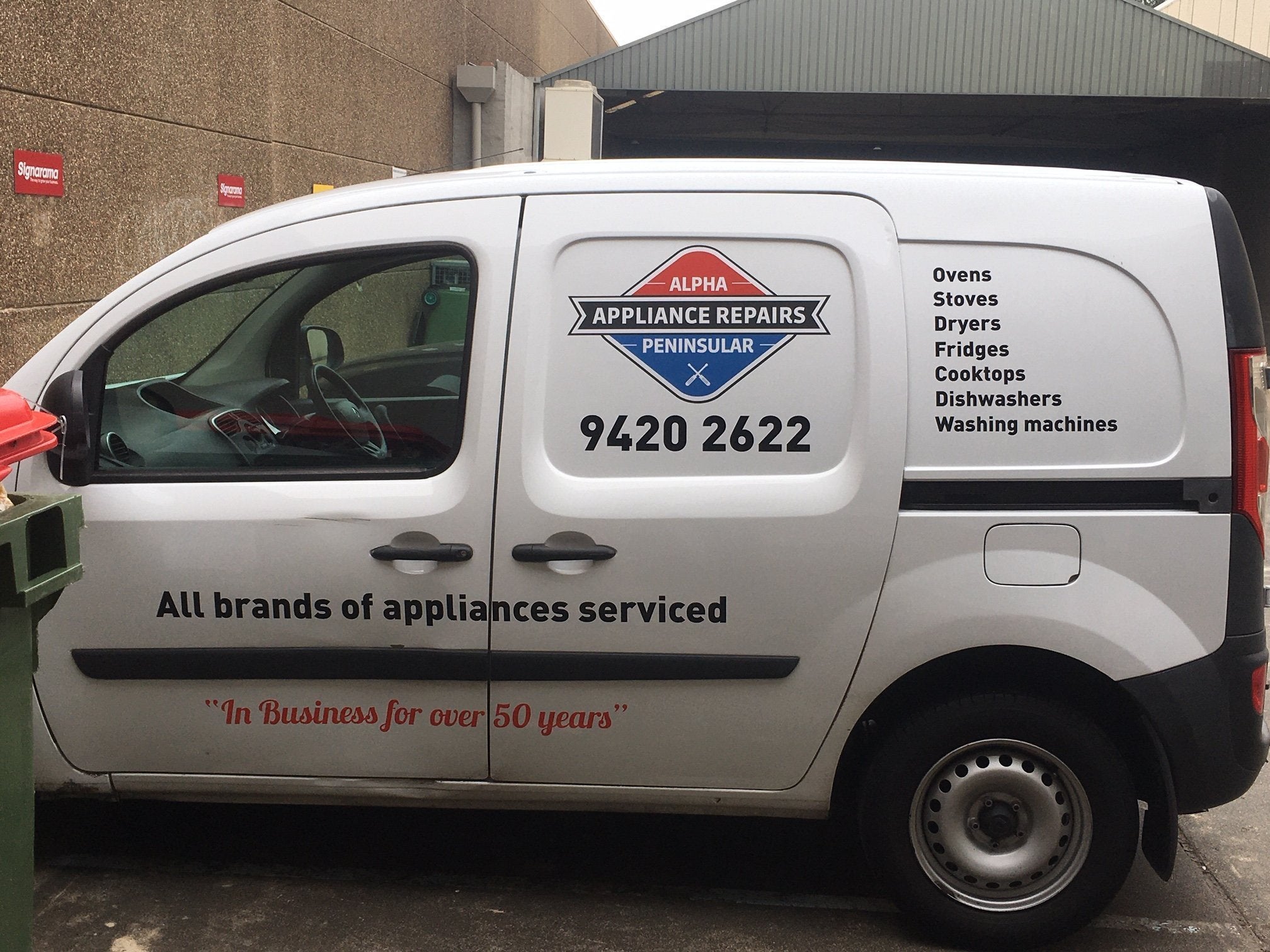 Alpha Appliance Repairs Van Signage