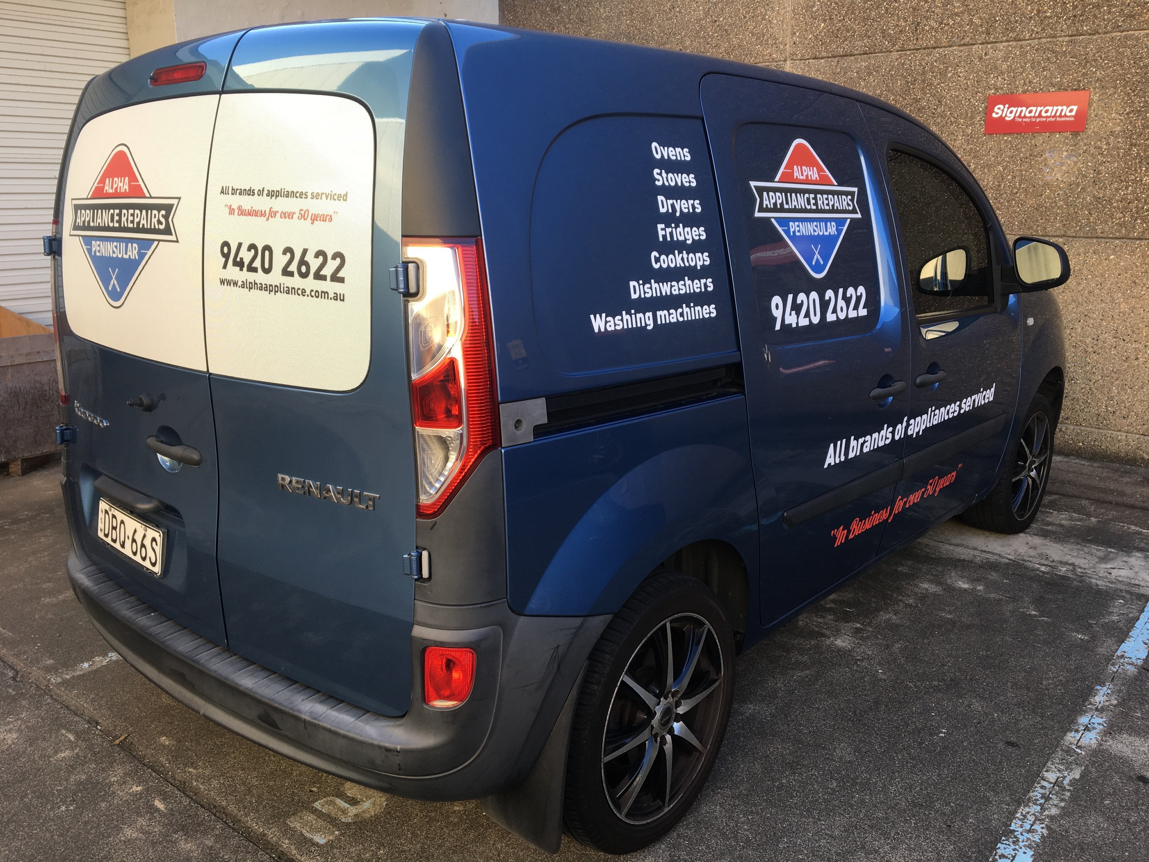 Alpha Appliance Repairs Van Signage