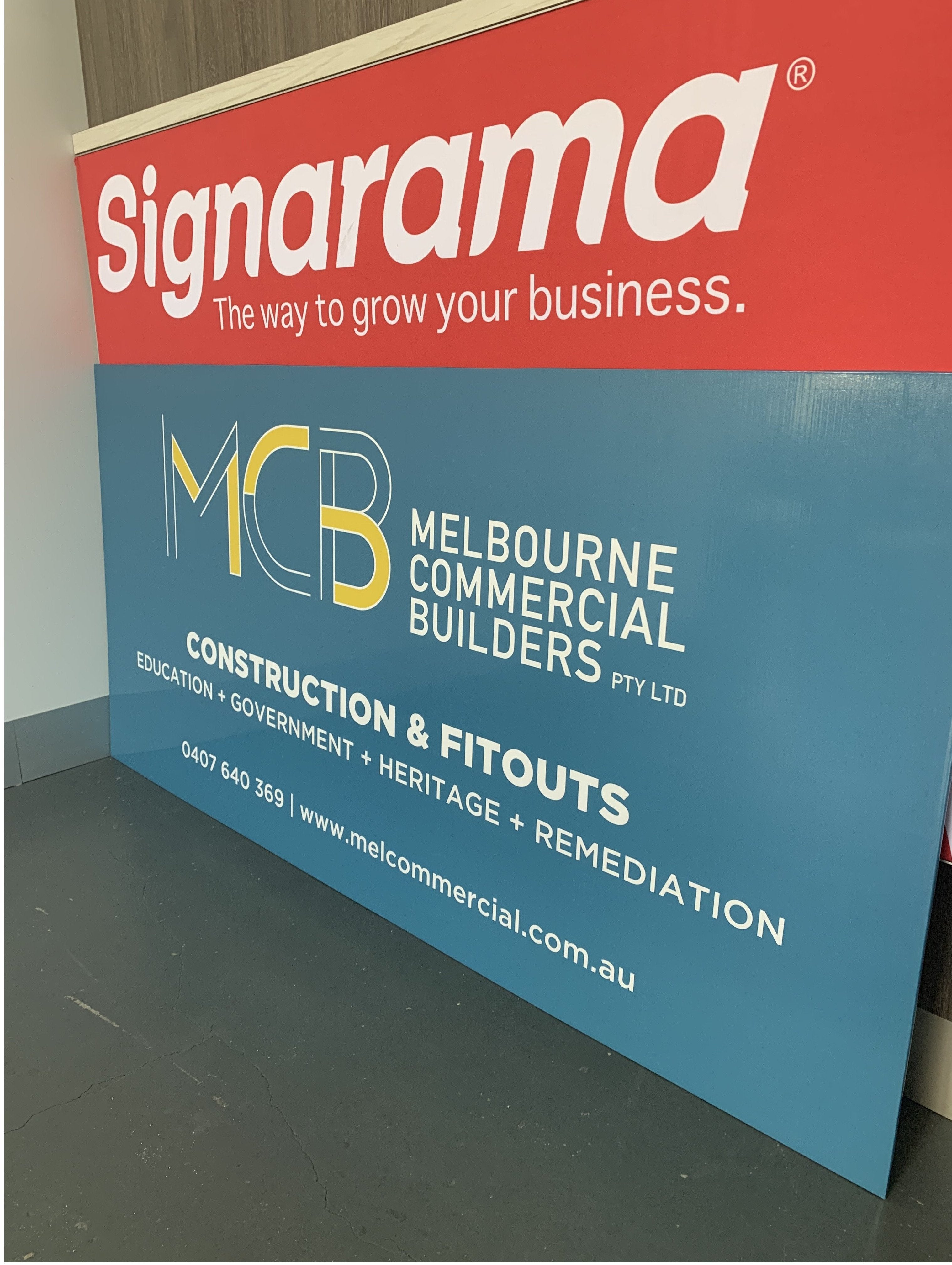 Corflute Sign - Melbourne Commercial Builders