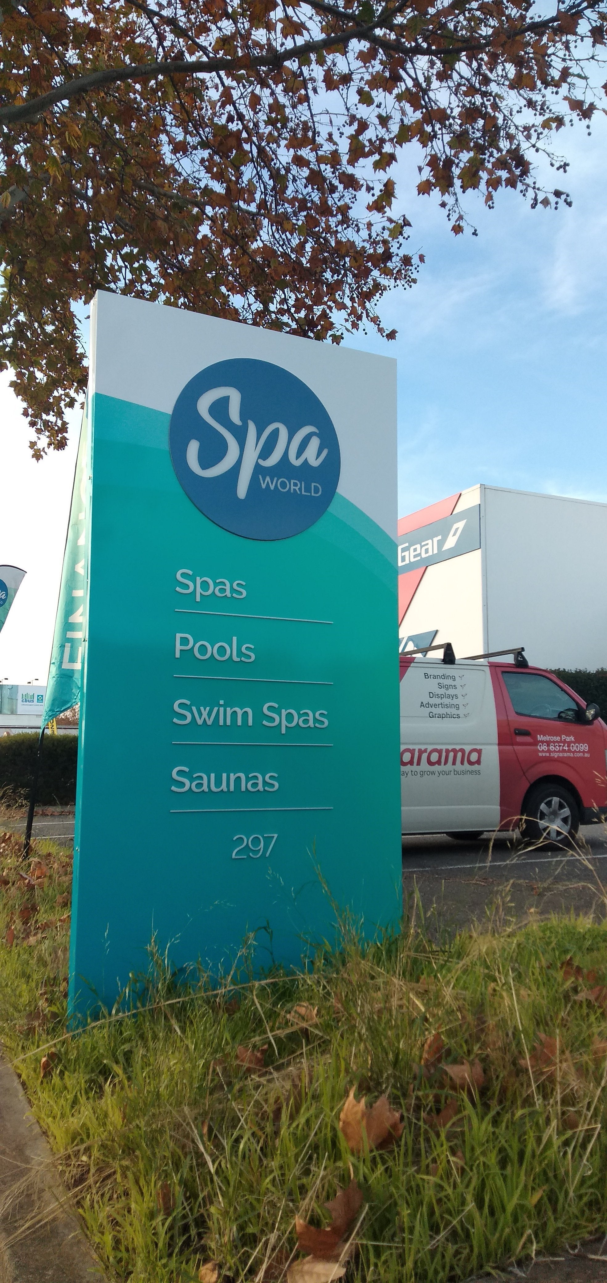 Spa World - Shp Front- Banner-Window Graphics