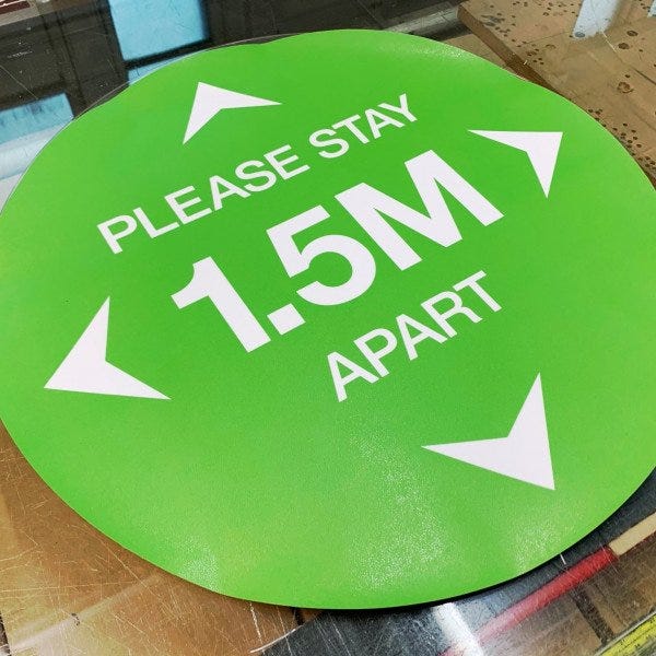 Bright green social distancing circle