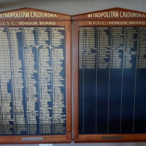 Metropolitan Caloundra Surf Life Saving Club Honour Boards