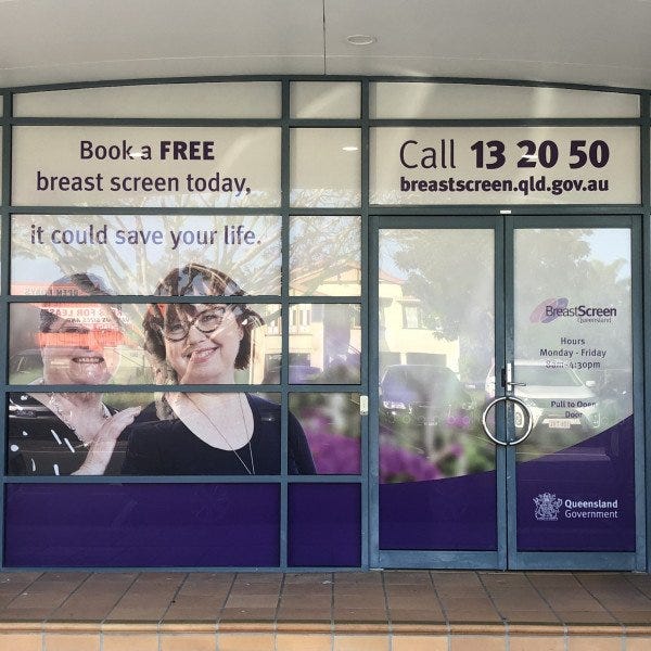 Breast Screen Mackay Window Signage