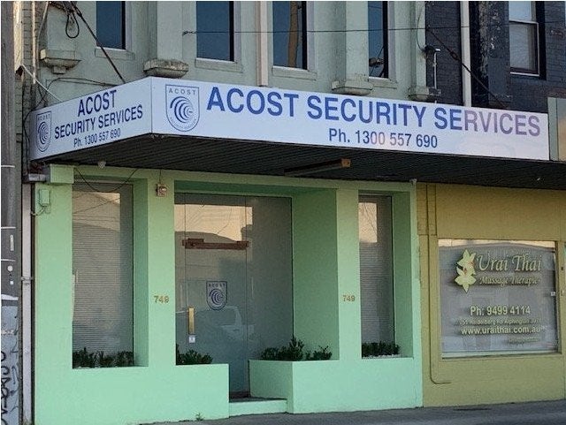 Fascia Signs & Window Lettering - Acost Security Services - Alphington