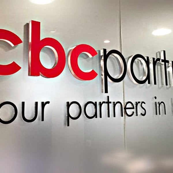 Acrylic lettering with vinyl (reception sign)