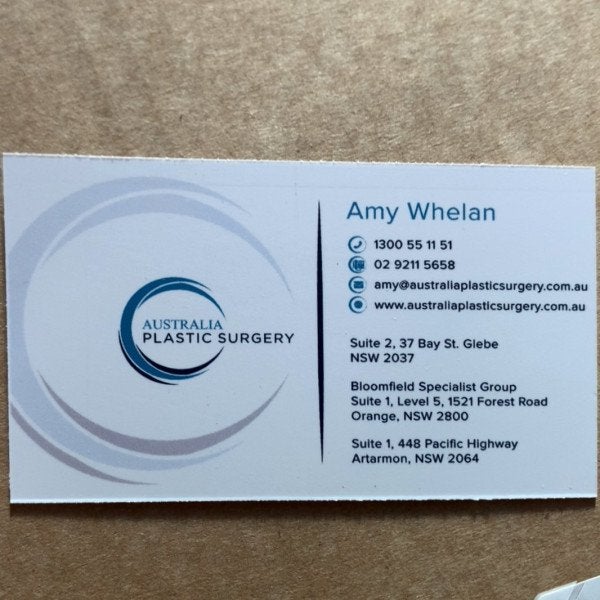 Australia Plastic Surgery Custom Business Cards 2 - Signarama Sydney CBD South