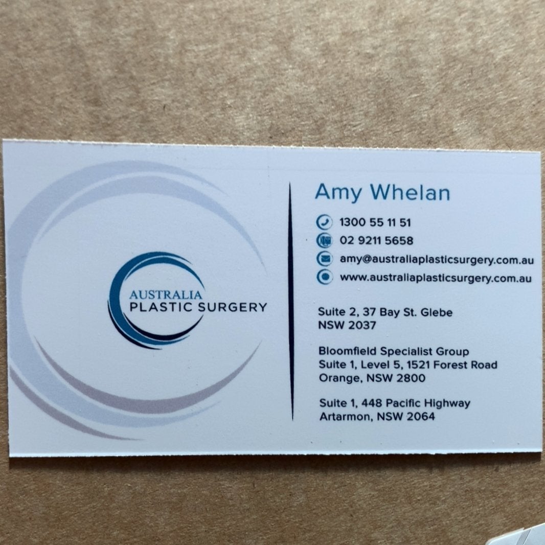 Australia Plastic Surgery Custom Business Cards  - Signarama Sydney CBD South