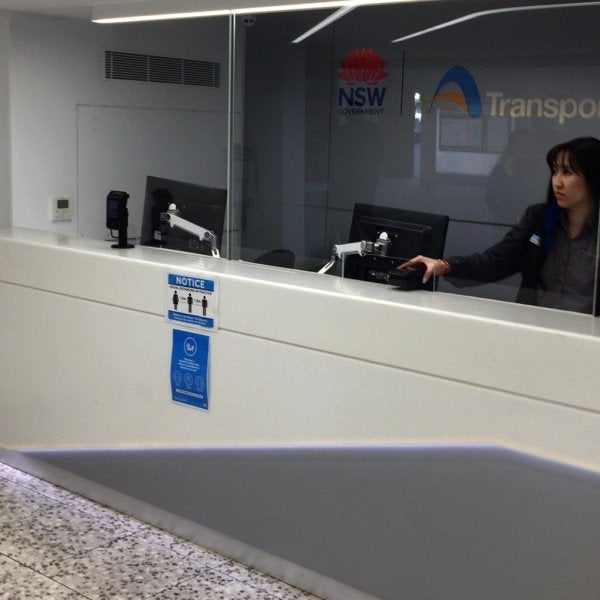 NSW transport Acrylic Screen and Social distancing floor graphics with Australian standard non slip floor laminate - Signarama Sydney CBD South