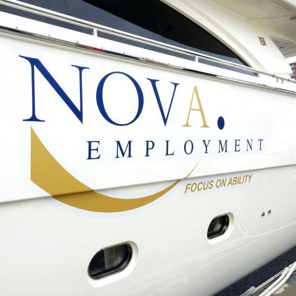Nova Employment boat vinyl lettering - Signarama Sydney CBD South
