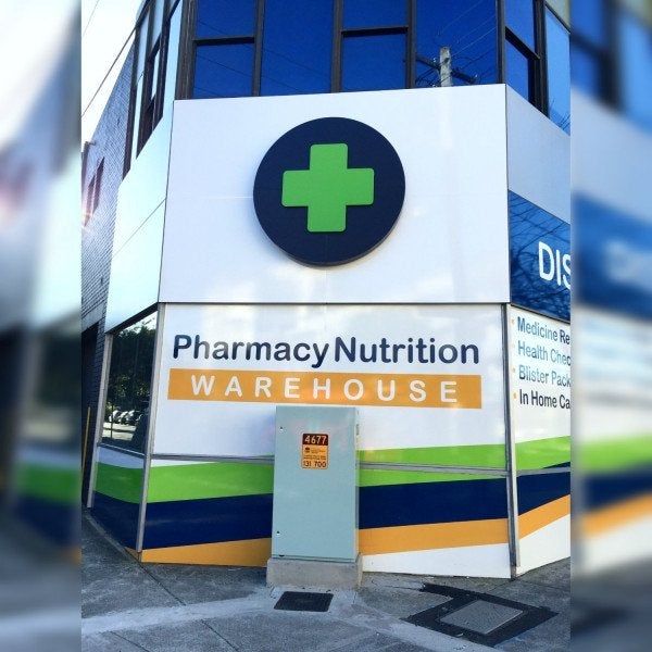 Pharmacy Nutrition Warehouse ACP with digital print and 3d lightbox - Signarama Sydney CBD South