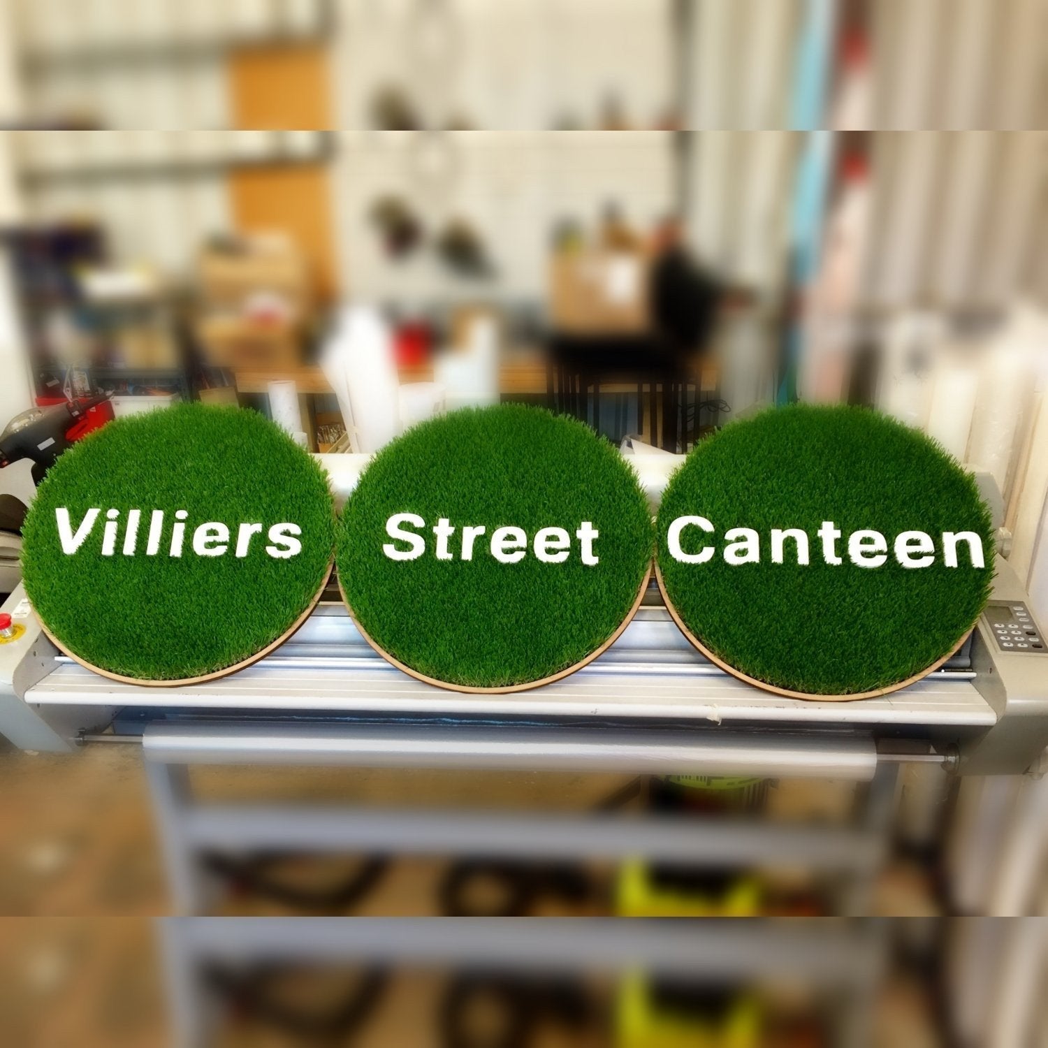 Villiers Street Canteen fake grass and acrylic lettering  - Signarama Sydney CBD South
