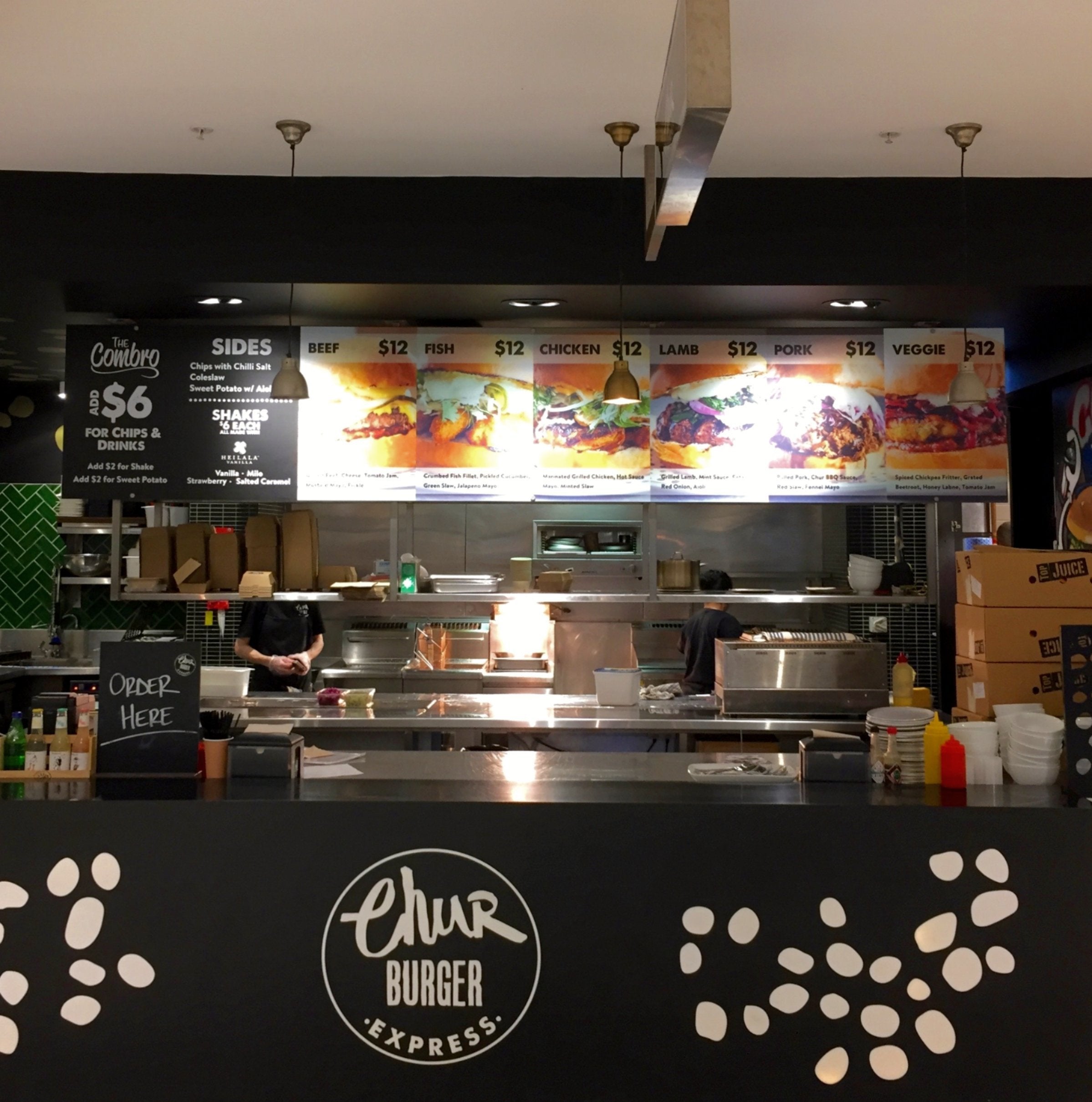 Chur Burger digital print menu board - Signarama Sydney CBD South