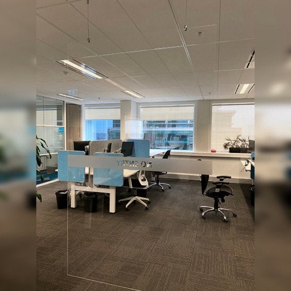 Custom Acrylic desk dividers and acrylic suspended room dividers entire floor post 2 - Signarama Sydney CBD South