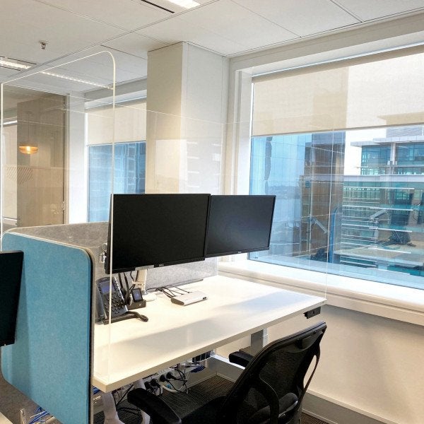 Custom Acrylic desk dividers and acrylic suspended room dividers post - Signarama Sydney CBD South