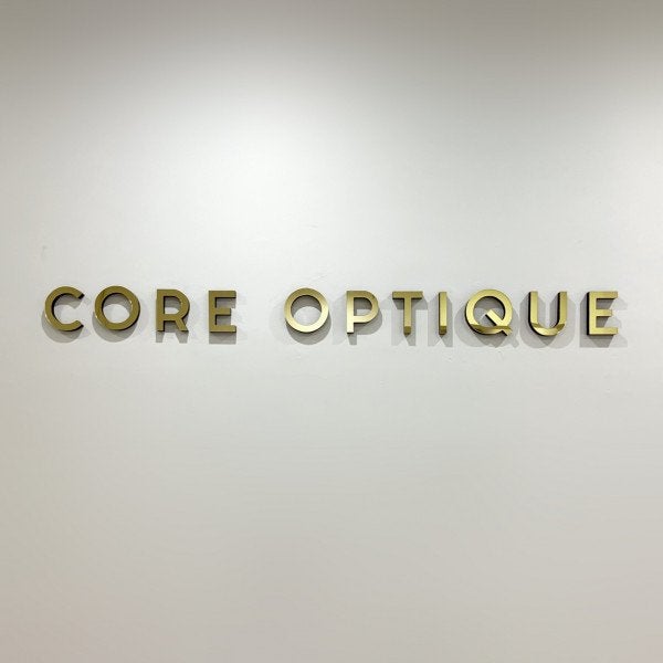 Core Optique - Custom Acrylic gold lettering - Signarama Sydney CBD South