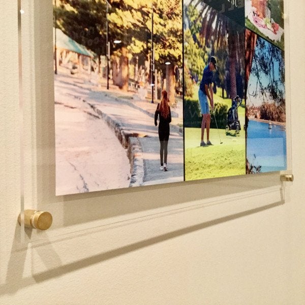 Acrylic Board with gold colour stand offs - Signarama Sydney CBD South